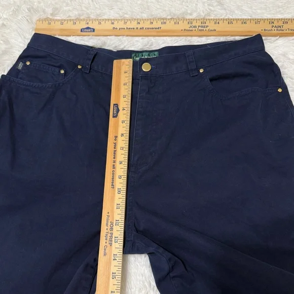 Lauren Ralph Lauren Pant Chino Navy Capri high Rise Cropped Classic Size 16 W - Picture 12 of 15